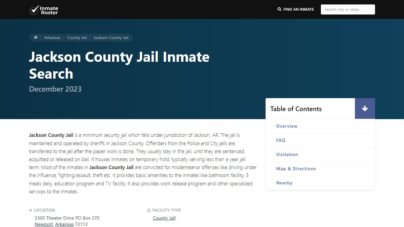Inmate Search | Jackson County Jail - Newport, AR
