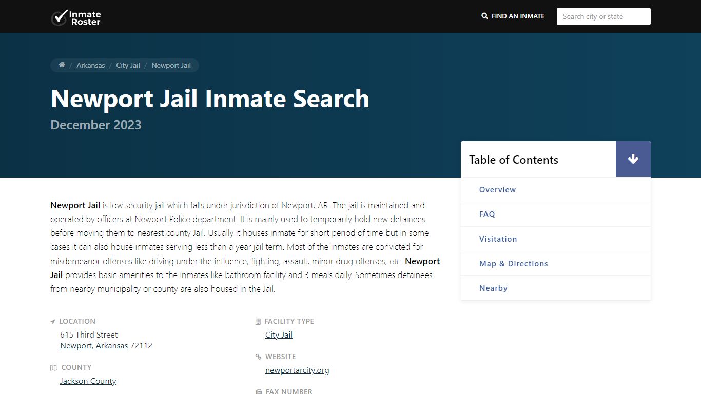 Inmate Search | Newport Jail - Newport, AR